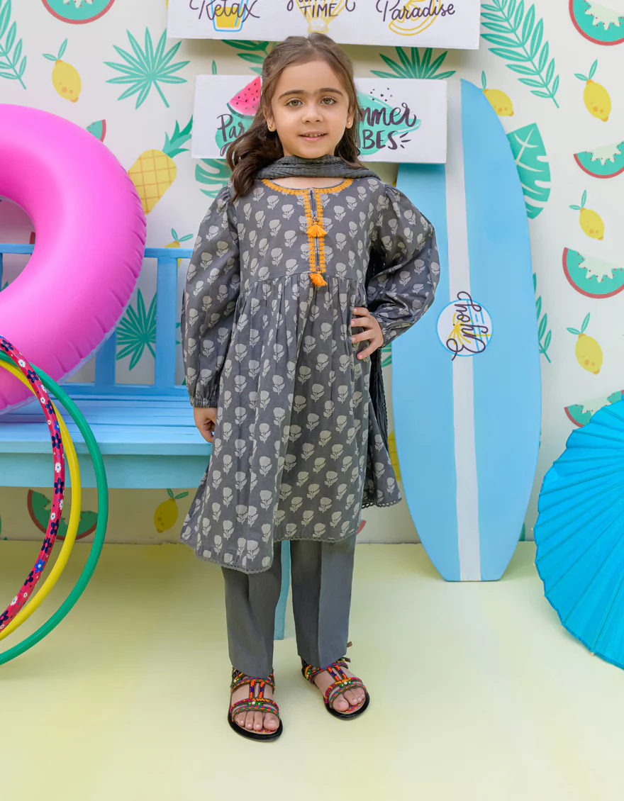 GREY LAWN 3PC STITCHED | JGKL-S-24-1517 FB/AS