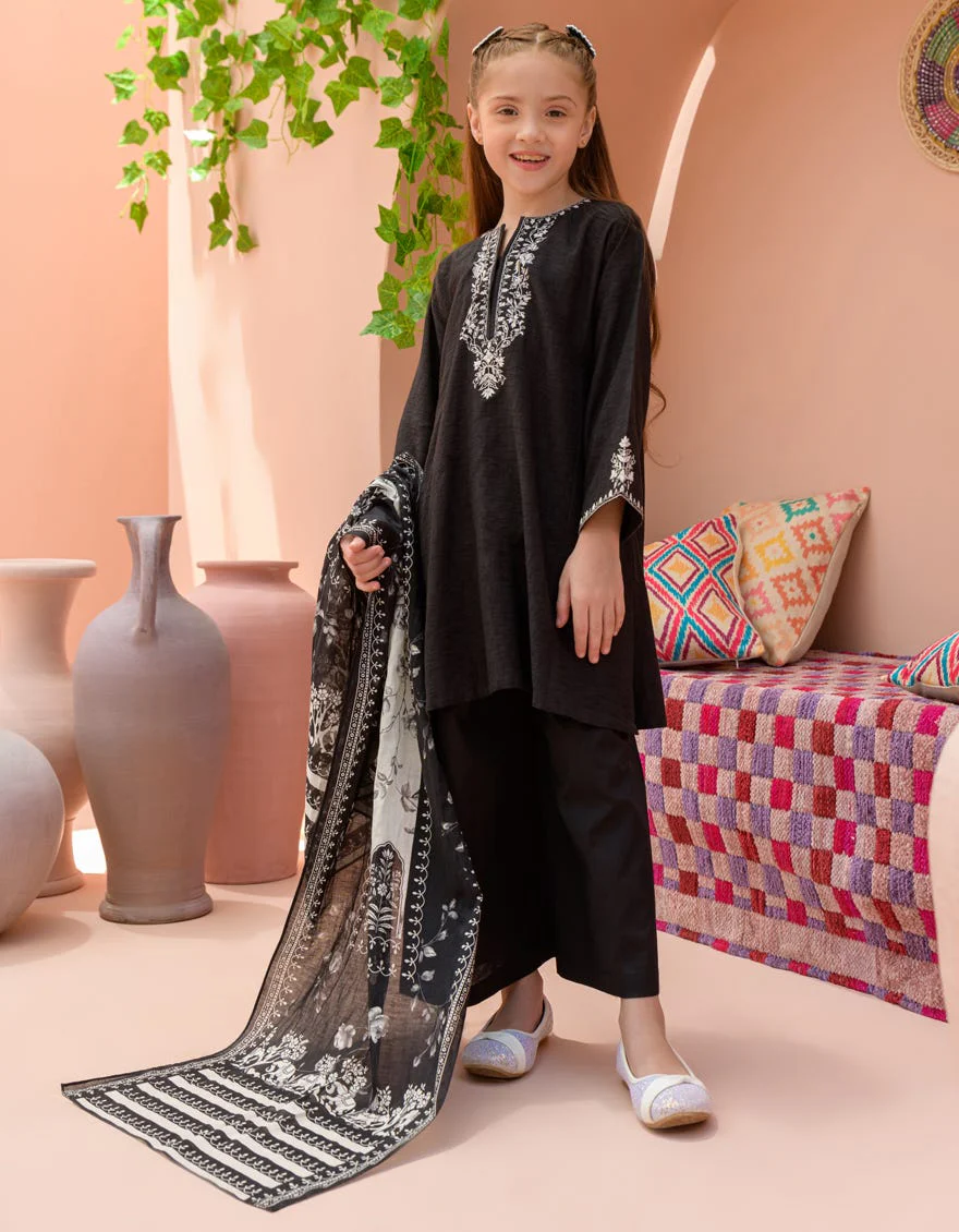 BLACK TEXTURED 3PC STITCHED | JGKL-S-24-1574 FB/CHAR-BAGH-01