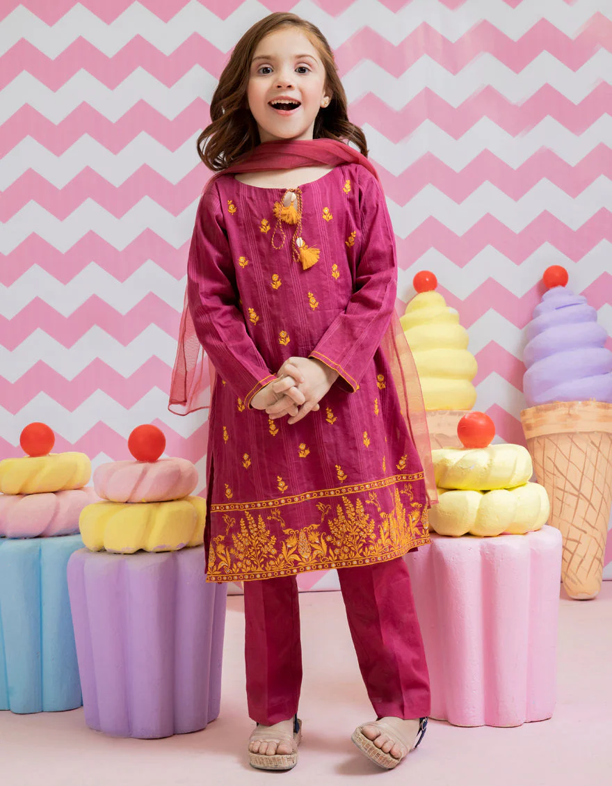 PURPLE DOBBY 3PC STITCHED | JGKL-S-US-22-1511 FB/CANDY PINK