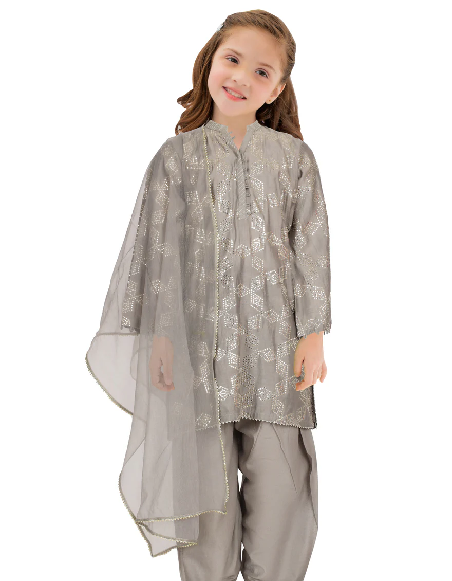 GREY CHANDERI 3PC STITCHED | JGKL-S-US-22-1558 FB/GREY KAMDANI