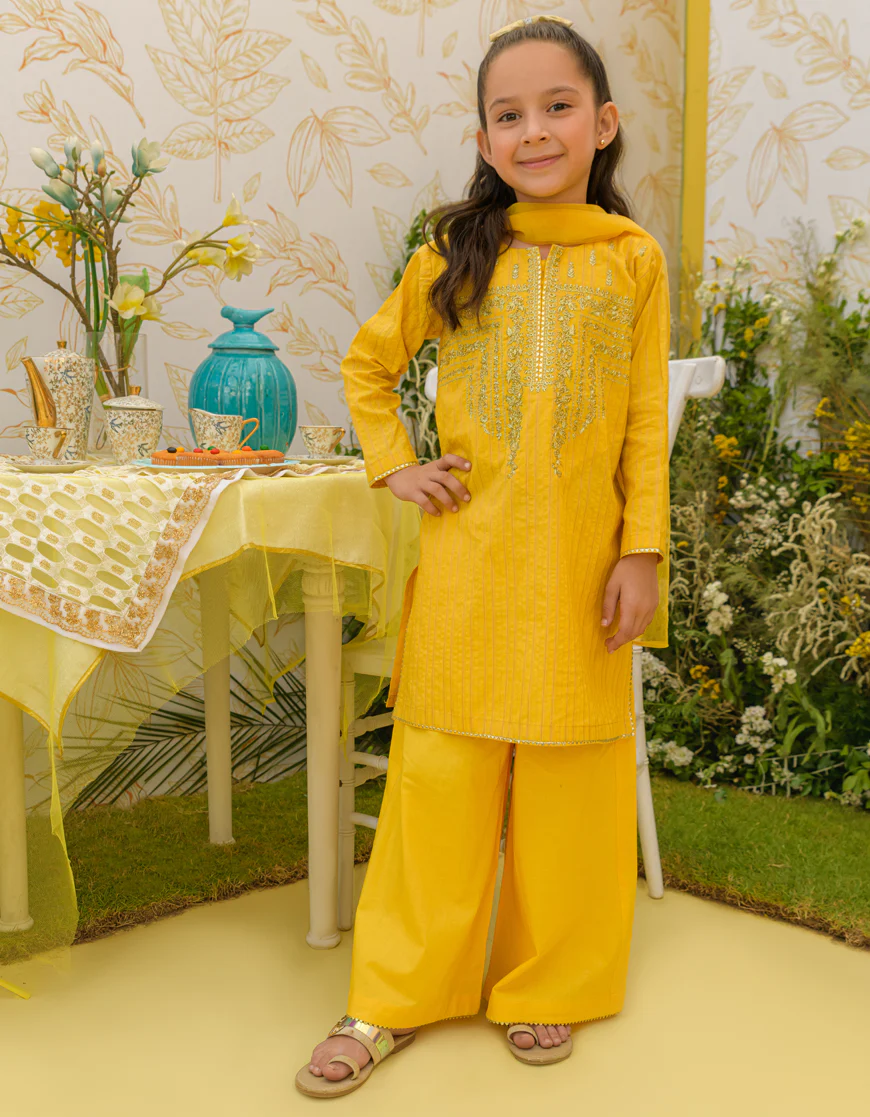 YELLOW LAWN 3PC STITCHED | JGKL-S-US-23-1594 FB/YELLOW-545