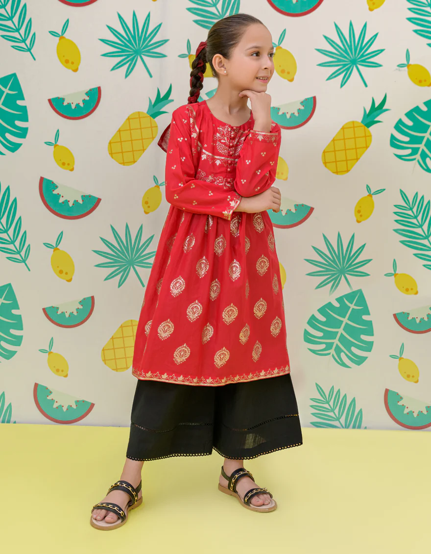 RED CAMBRIC KURTI | JGLK-S-24-2511 FB/GLITTERS-2