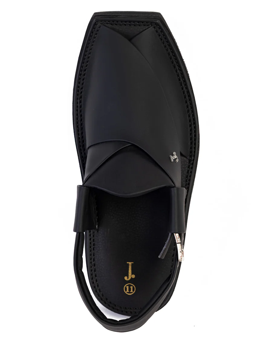MATT BLACK PESHAWARI SANDALS | JJFW-JPC-100-KC/S25-