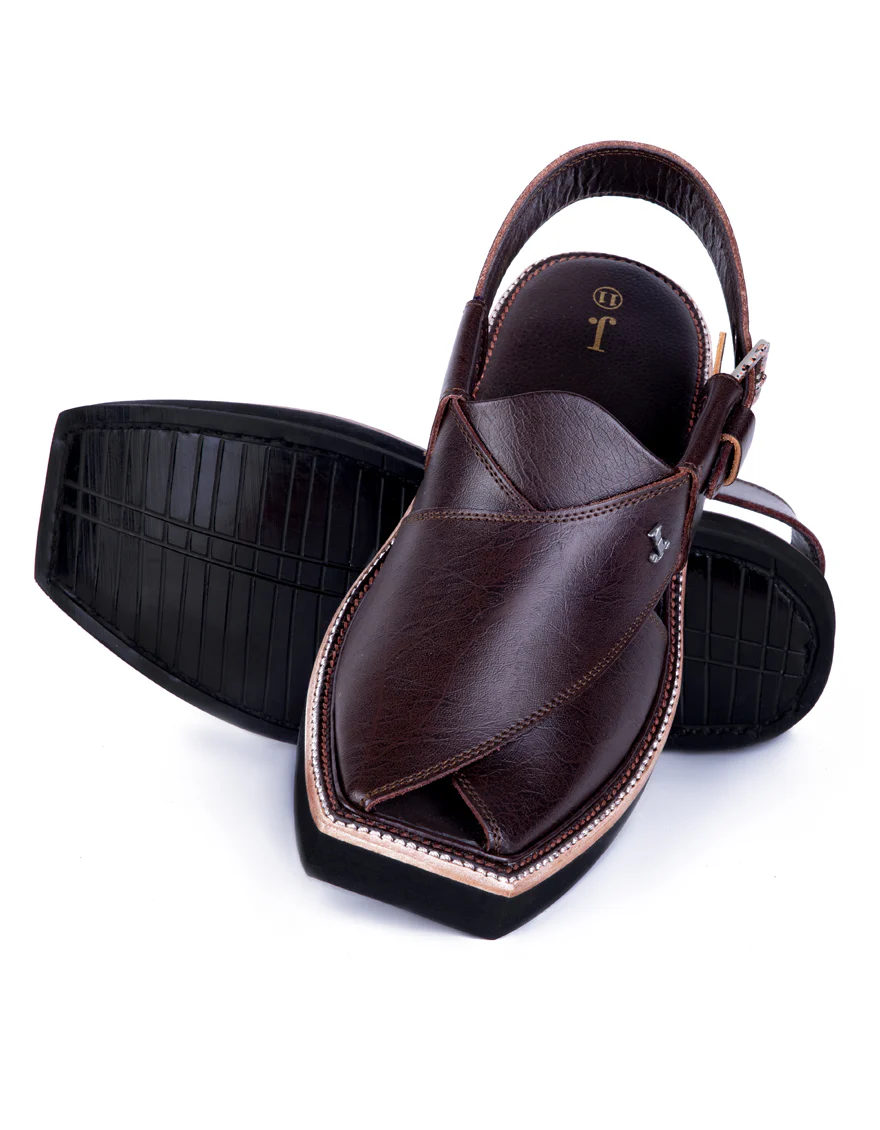 CHOCOLATE BROWN PLAIN PESHAWARI SANDALS | JJFW-JPC-US-051/S23-KC-ZA-PLN