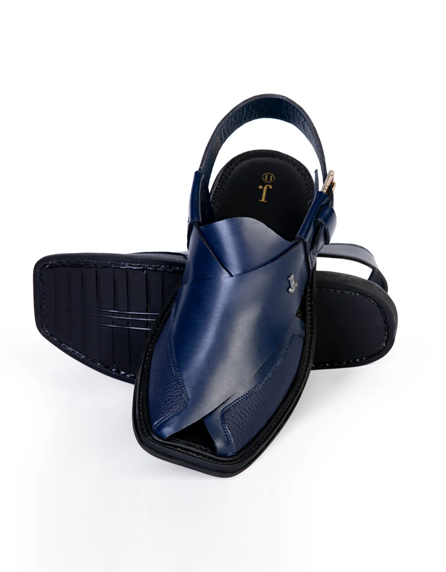 BLUE PLAIN PESHAWARI SANDALS | JJFW-JPC-US-21291/S22-AA-TXT