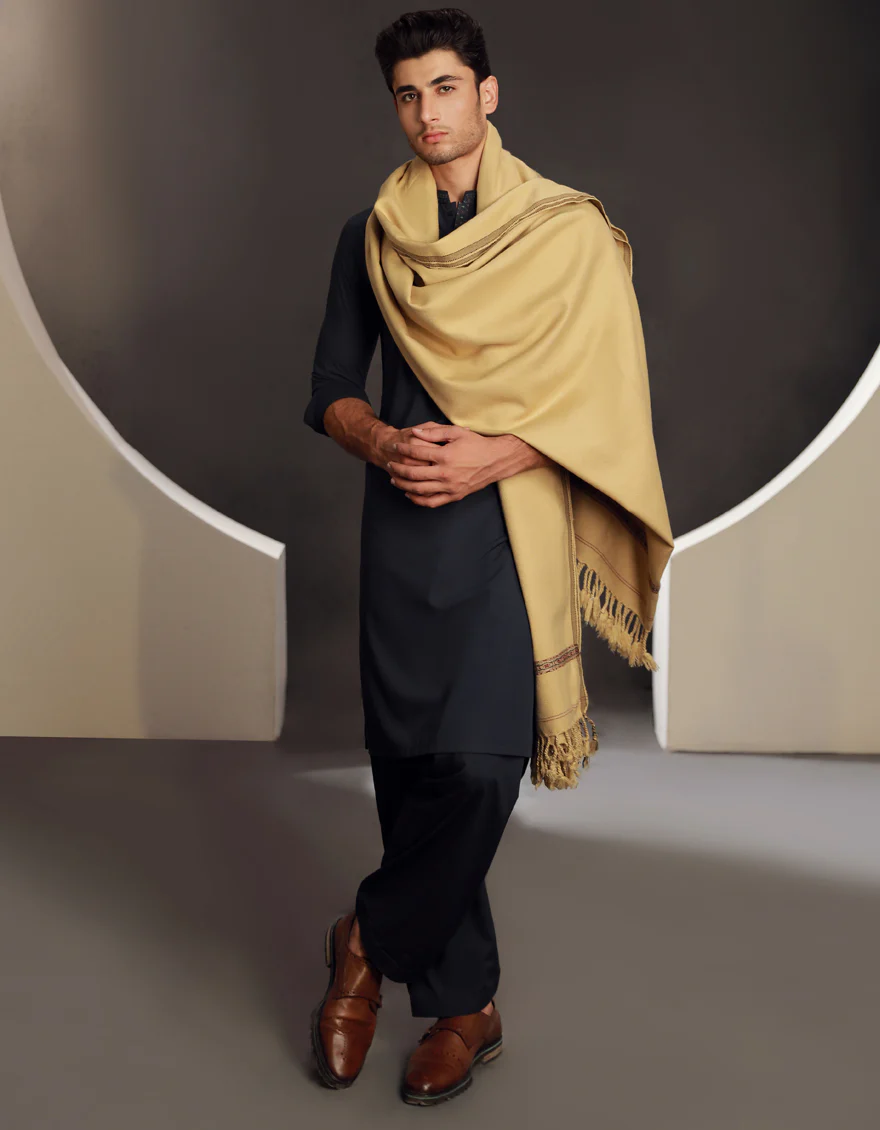 BROWN ACRYLIC SHAWL | JJID-SHAWL-9790/S24/JJ9790/B