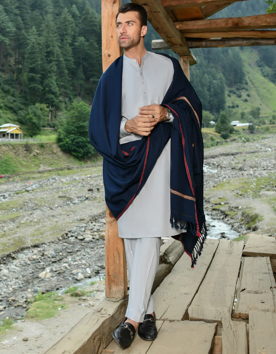 NAVY BLUE SHAWL | JJID-SHW-US-20-0010 FB/DUSSA SHAWL-NAVY BLUE