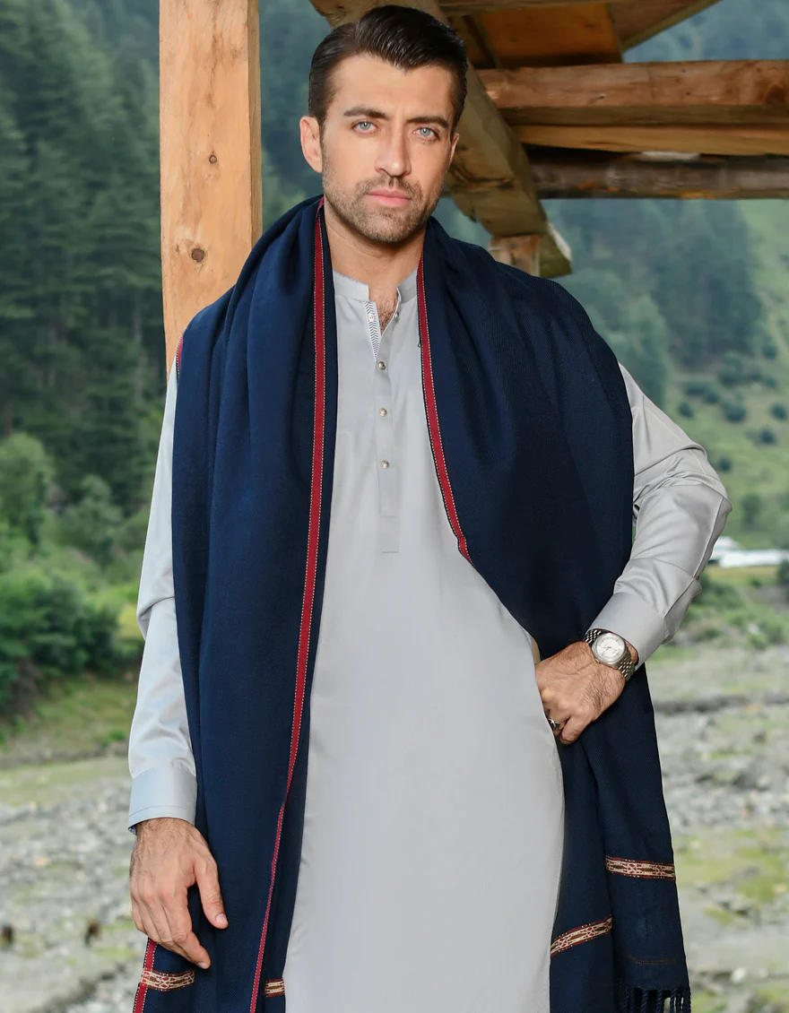NAVY BLUE SHAWL | JJID-SHW-US-20-0010 FB/DUSSA SHAWL-NAVY BLUE - Image 2