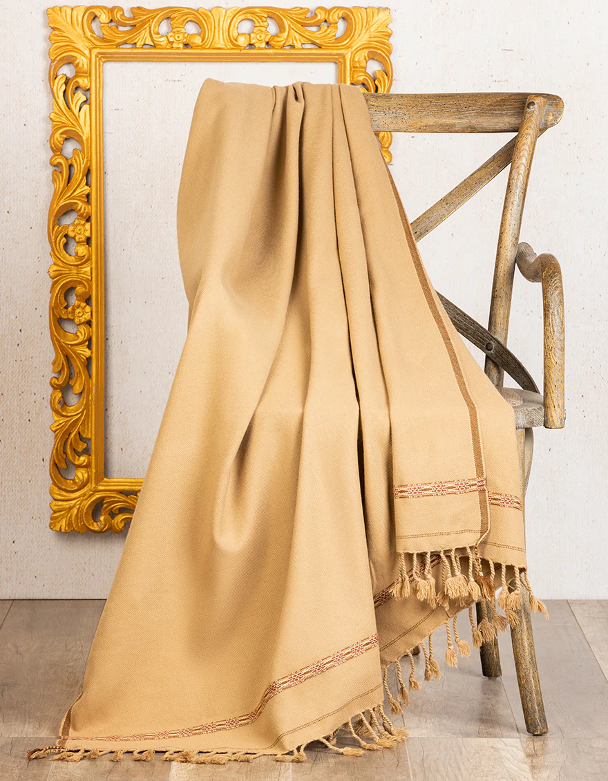 CAMEL WOOLEN SHAWL | JJID-SHW-US-21-0003 FB/DUSSA SHAWL - CAMEL