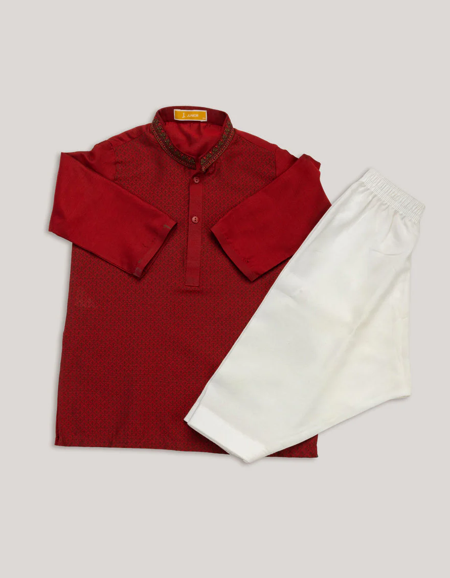 RED BLENDED SPECIAL KAMEEZ SHALWAR | JJIKS-A-SP-46576/S25/JJ8453-FL