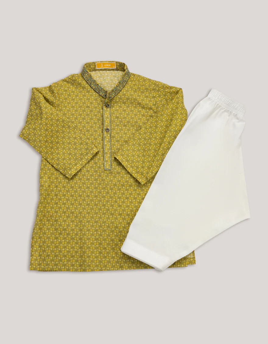 LEMON YELLOW COTTON KAMEEZ SHALWAR | JJIKS-S-46696/S25/JJ