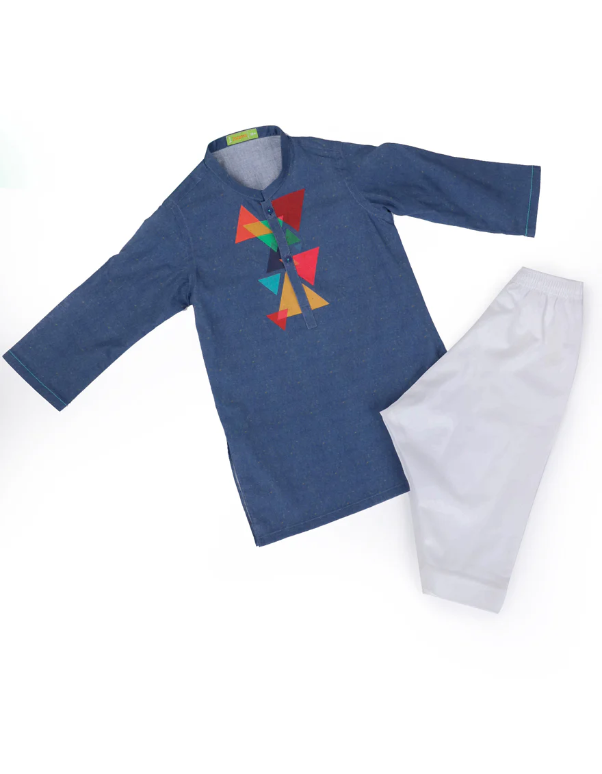 BLUE COTTON KAMEEZ SHALWAR | JJIKS-S-90464/S24/JJ9212-SF