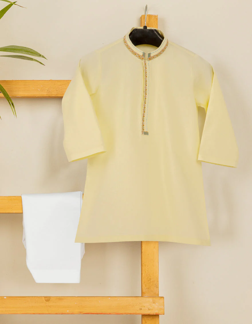 LEMON YELLOW COTTON KAMEEZ SHALWAR | JJIKS-S-US-35948/S22/JJ8132-SF