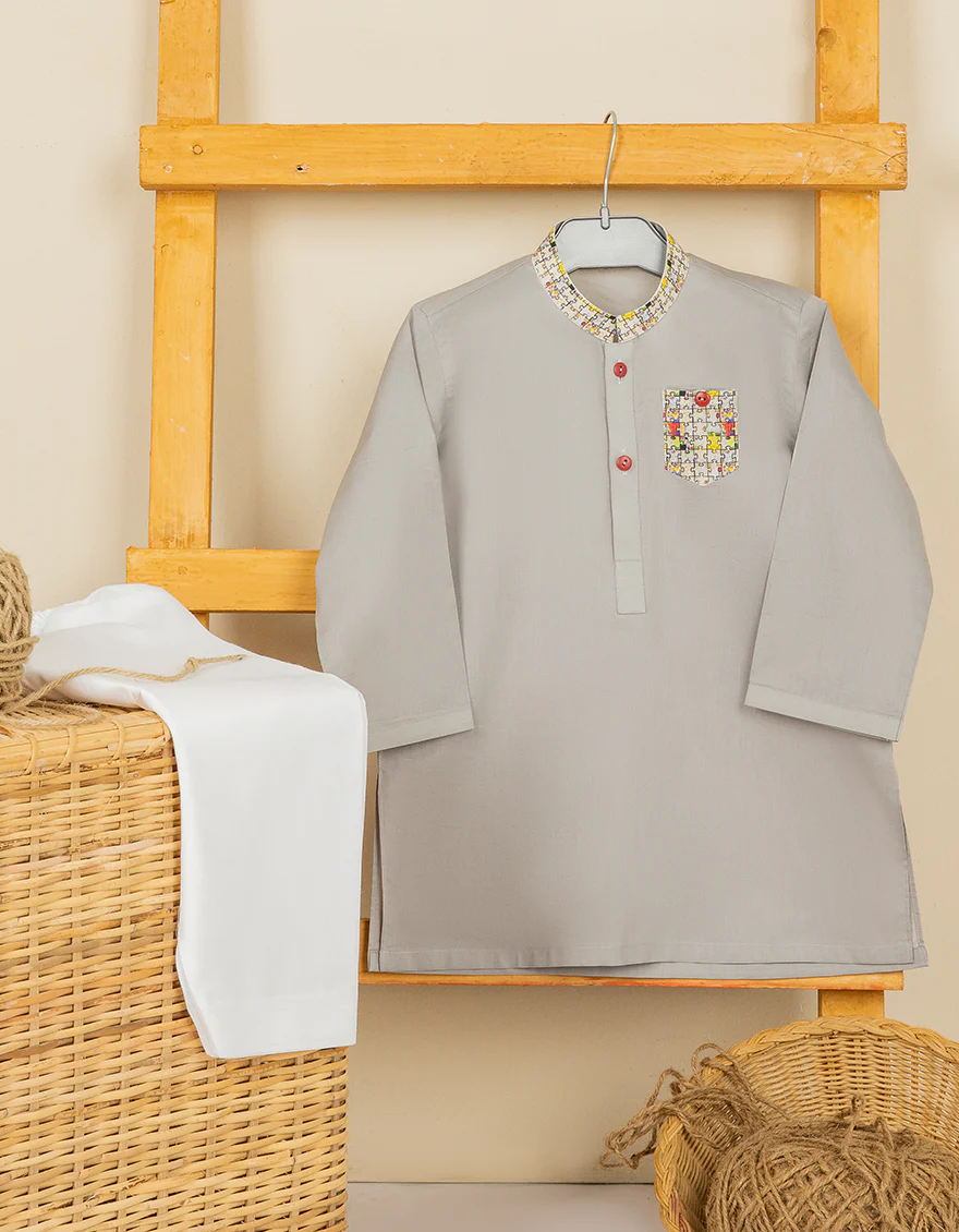 GREY COTTON KAMEEZ SHALWAR | JJIKS-S-US-90361/S22/JJ7546-SF