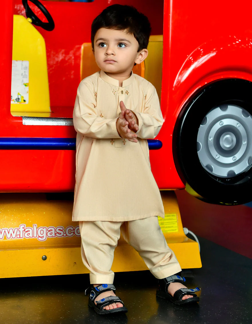 BEIGE BLENDED KAMEEZ SHALWAR | JJIKS-US-45241/A23/JJ8814-SF