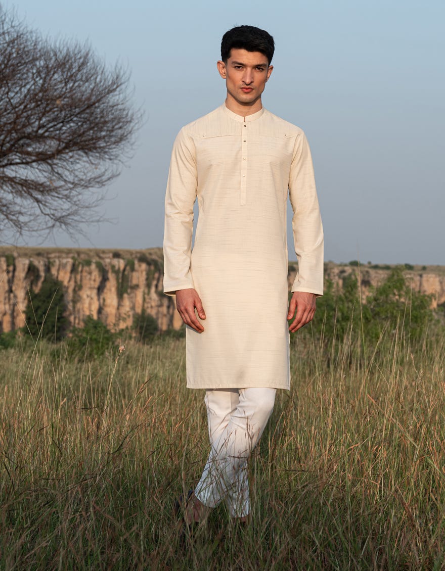 WHITE BLENDED KURTA | JJK-A-33124/S24/JJ9572-CL