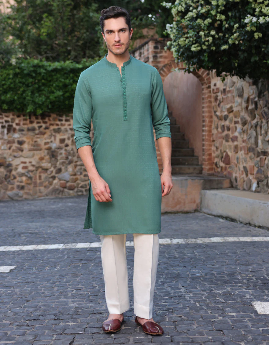 GREEN BLENDED KURTA | JJK-A-33148/S24/JJ9414-SF