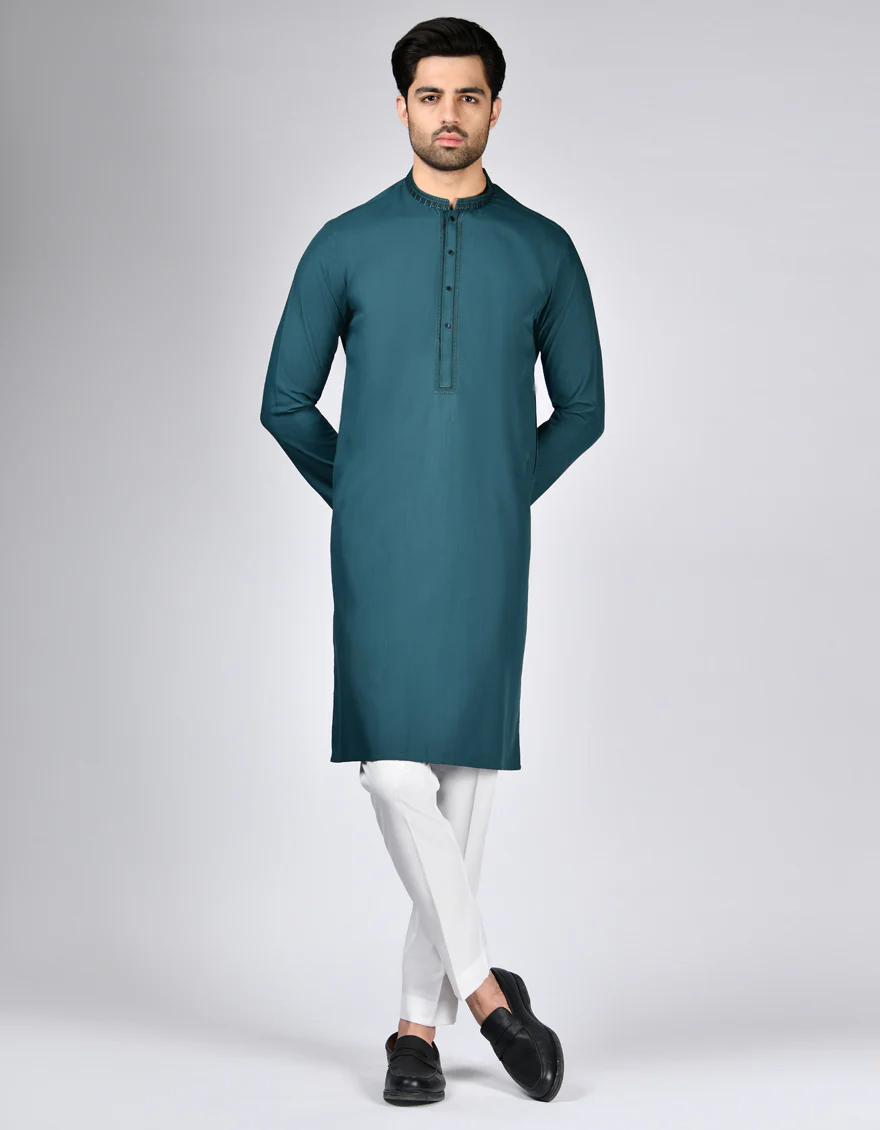 DARK GREEN BLENDED KURTA | JJK-A-33151/S24/JJ9571-SF
