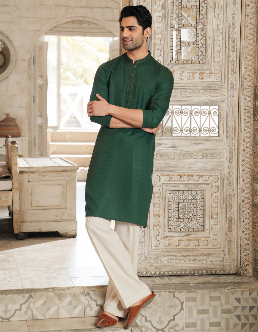 GREEN BLENDED KURTA | JJK-A-33298/S25/JJ93