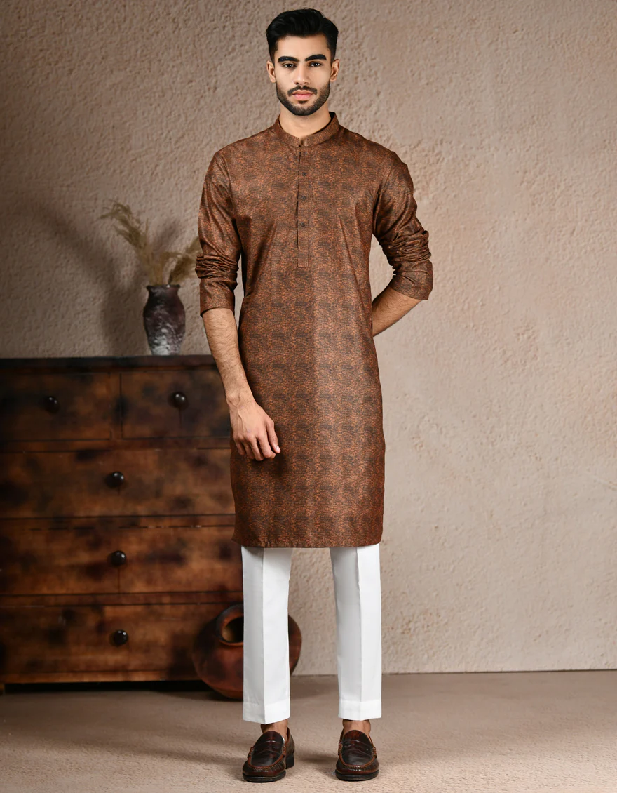 BROWN BLENDED KURTA | JJK-A-33318/S25/JJ5560-PN