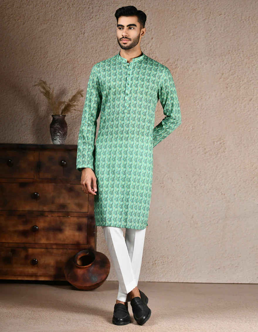 GREEN COTTON KURTA | JJK-A-33326/S25/JJ8387-PN