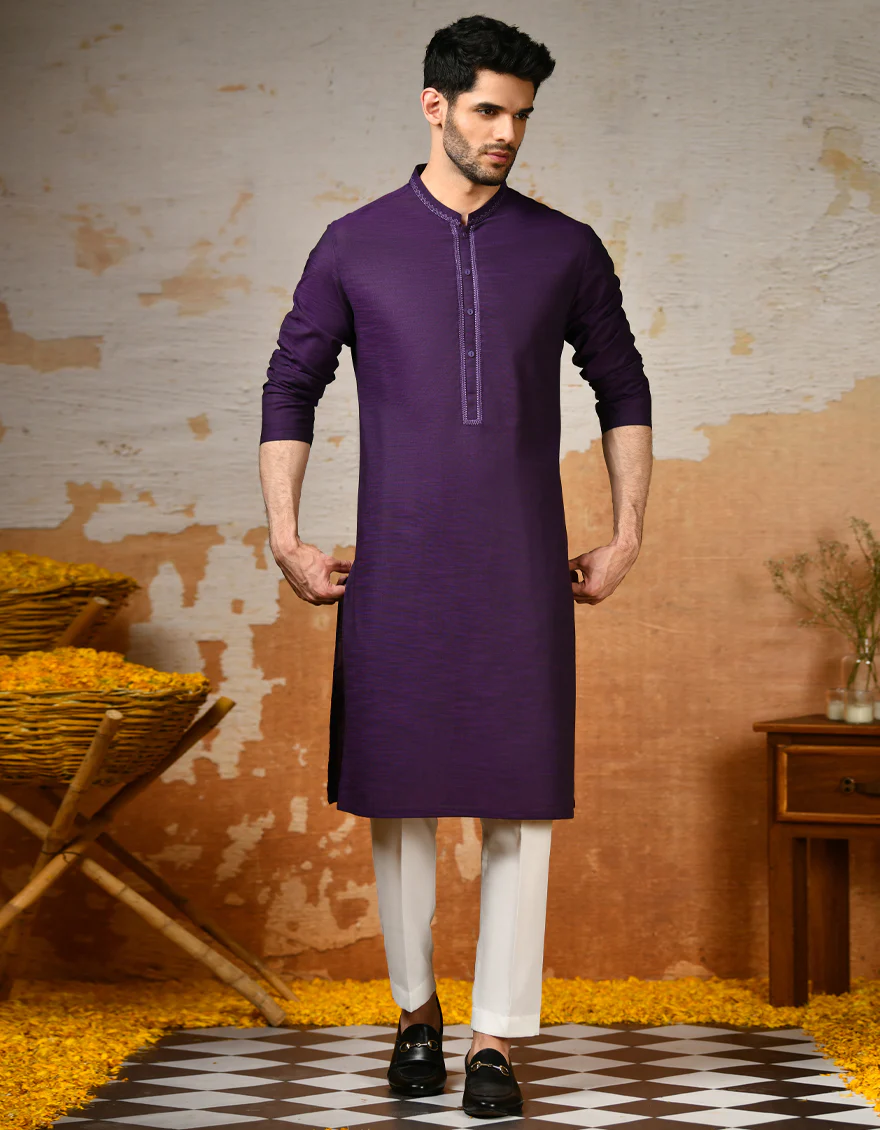 PURPLE COTTON KURTA | JJK-A-34637/S24/JJ92