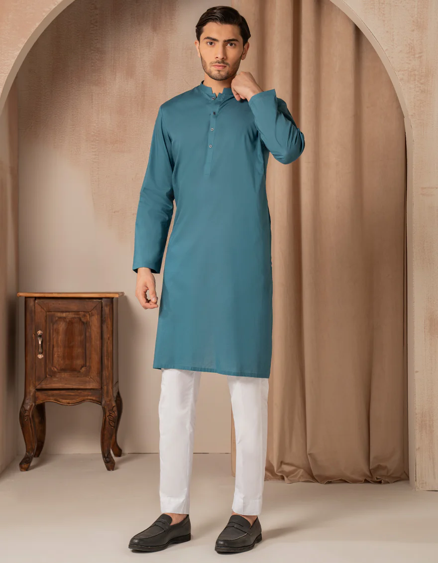 TEAL COTTON KURTA | JJK-A-47469/S25/JJ9373-PN
