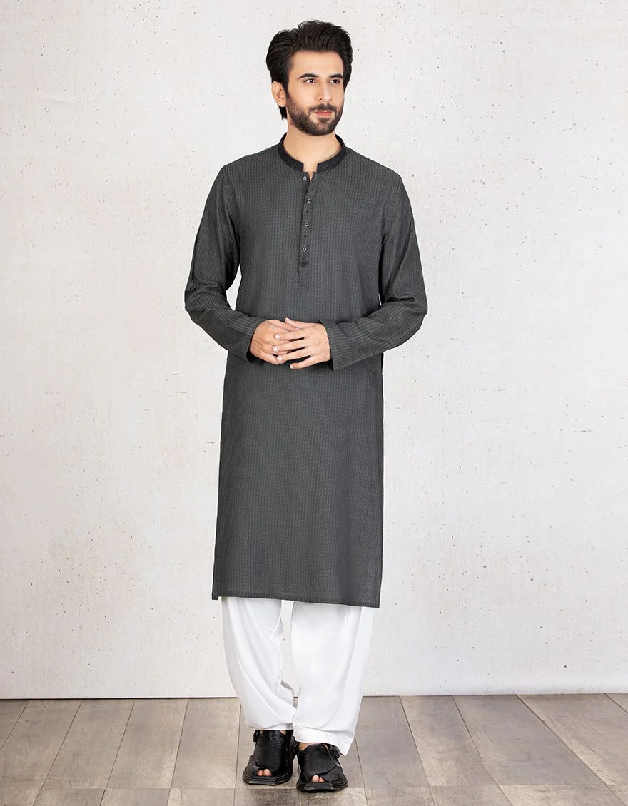 CHARCOAL KURTA | JJK-A-US-34002-R2/S21/JJ6253-SF