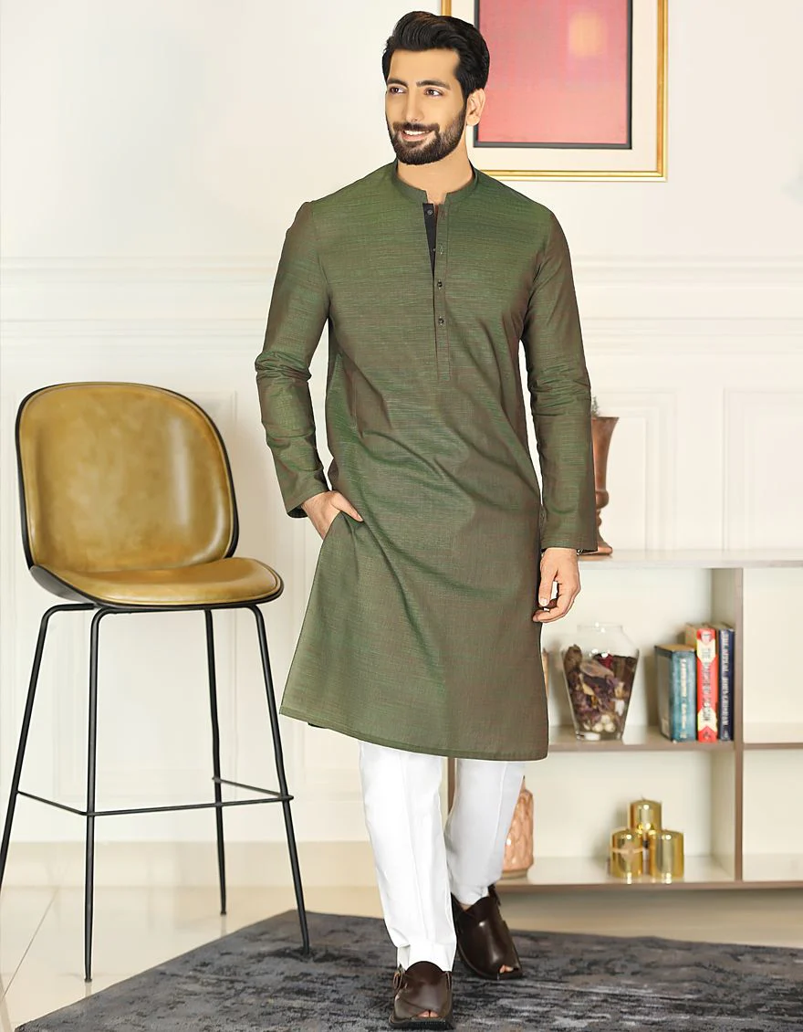 TWO TONE GREEN KURTA | JJK-A-US-36768/S21/JJ7112