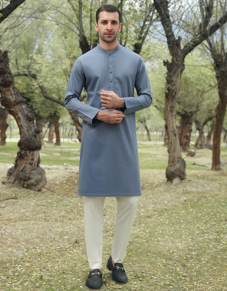 PIGEON BLUE COTTON KURTA | JJK-A-US-37786/S23/JJ8963-FL