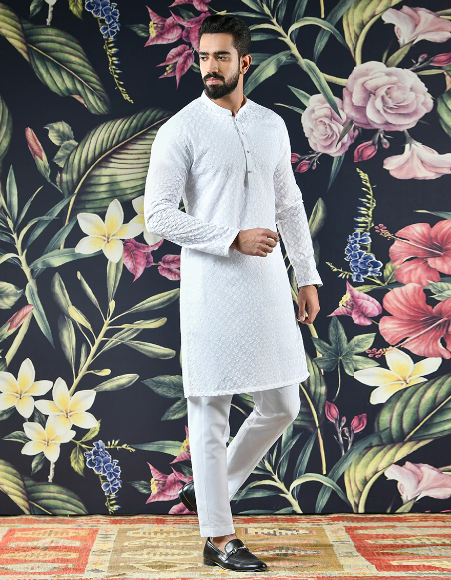WHITE SHIFFLY KURTA | JJK-A-US-42341/S22/JJ8082-PN