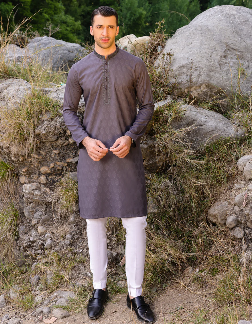 GREY BLENDED KURTA | JJK-S-37731/S23/JJ8614-FL