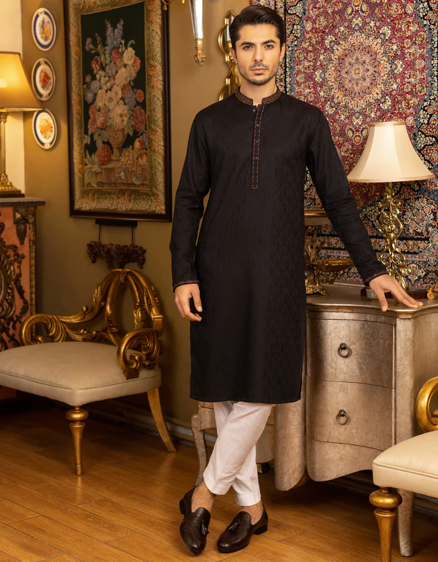 BLACK COTTON KURTA | JJK-S-US-32539/S22/JJ7614-FL