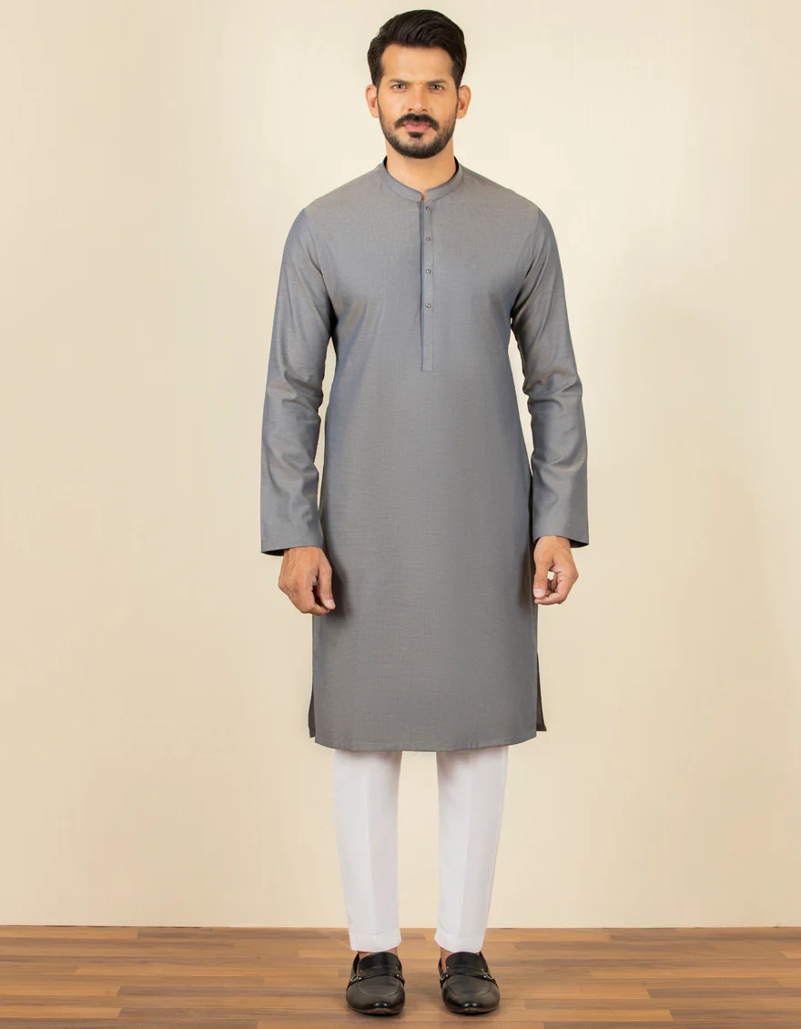 WOOD GREY COTTON KURTA | JJK-S-US-32597/S22/JJ8194-PN