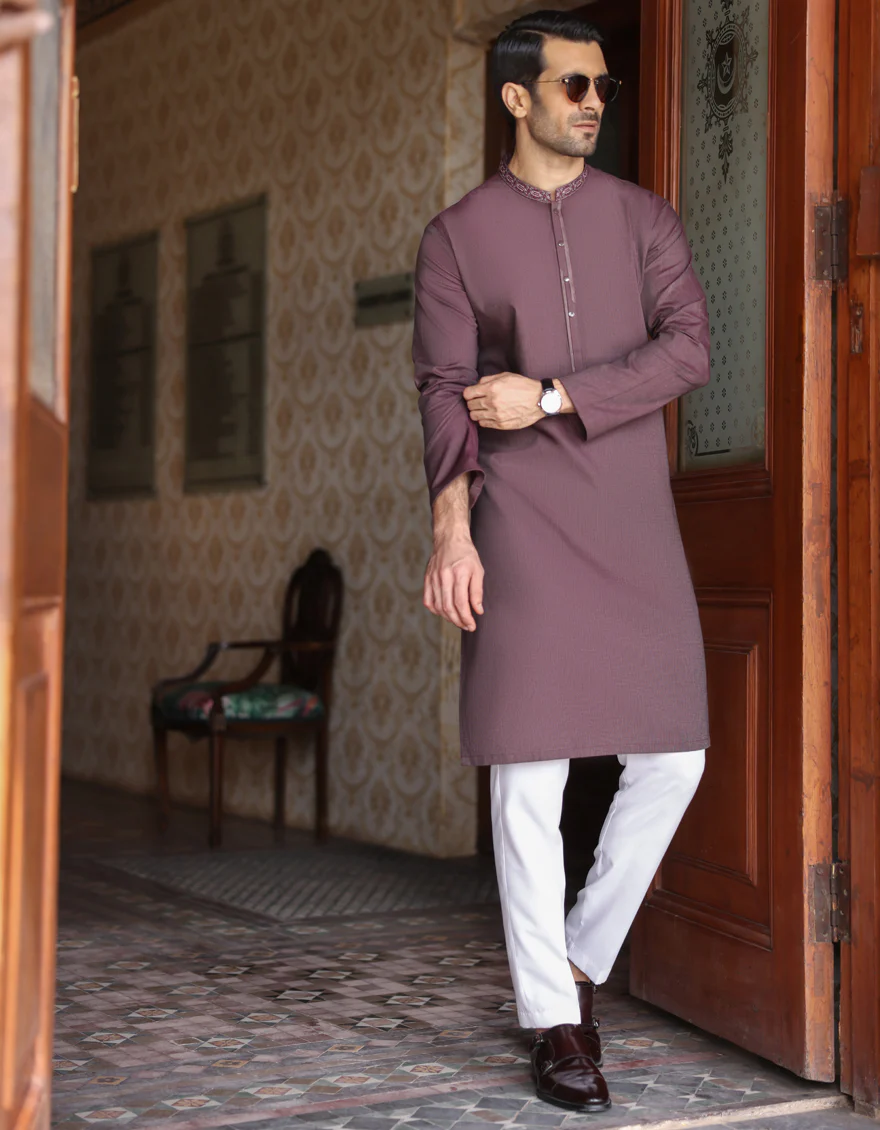 HATCHED RED COTTON KURTA | JJK-S-US-32735/S23/JJ8876-SF