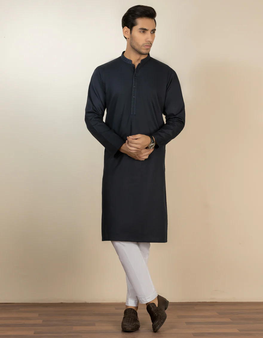 MID NIGHT BLUE BLENDED KURTA | JJK-S-US-34184/S22/JJ7626-SF