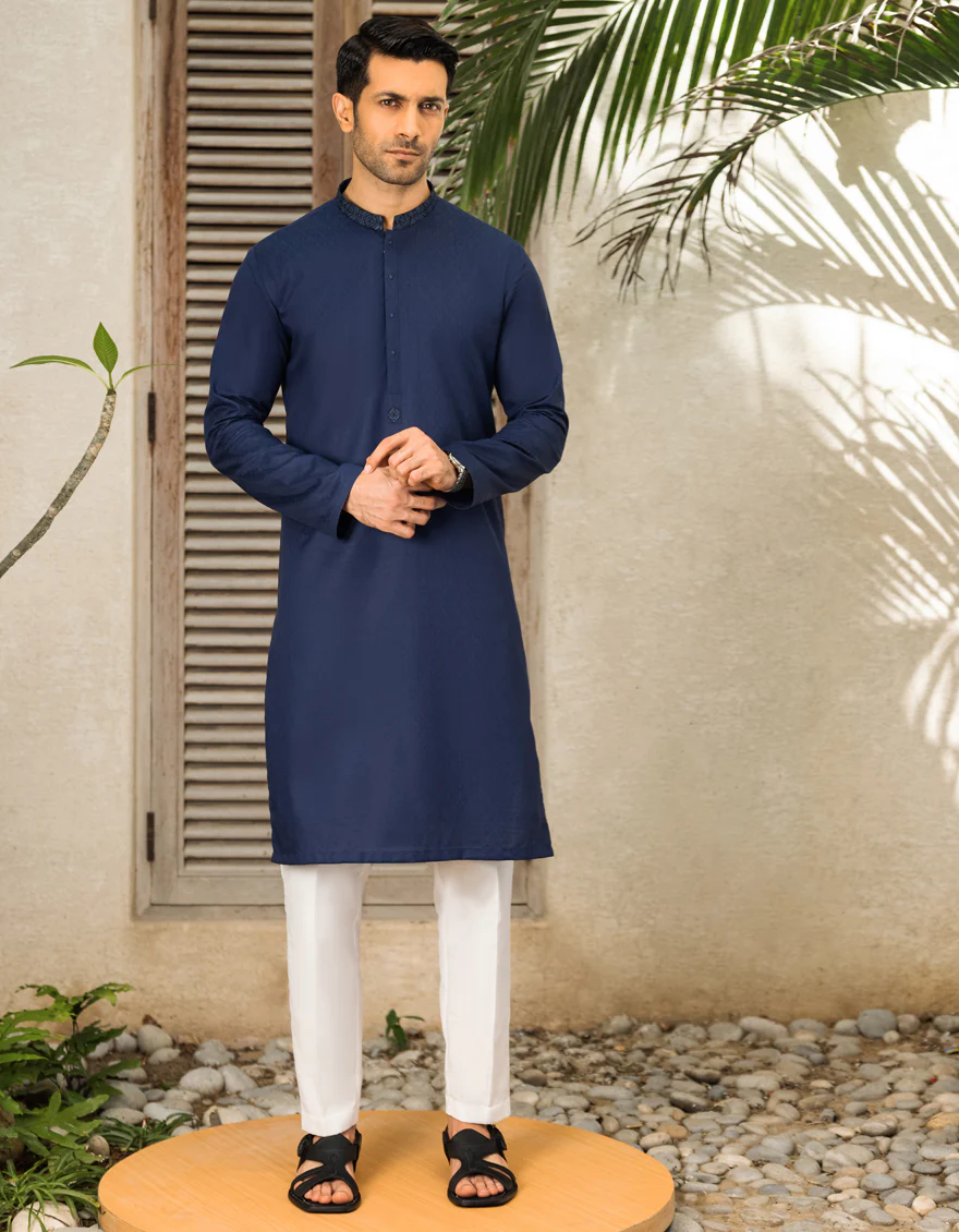 NAVY BLUE COTTON KURTA | JJK-S-US-34200/S22/JJ8187-SF