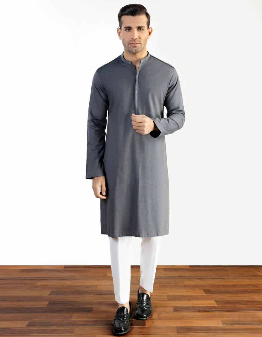 HATCHED BLUE COTTON KURTA | JJK-S-US-34301/S23/JJ8674-SF