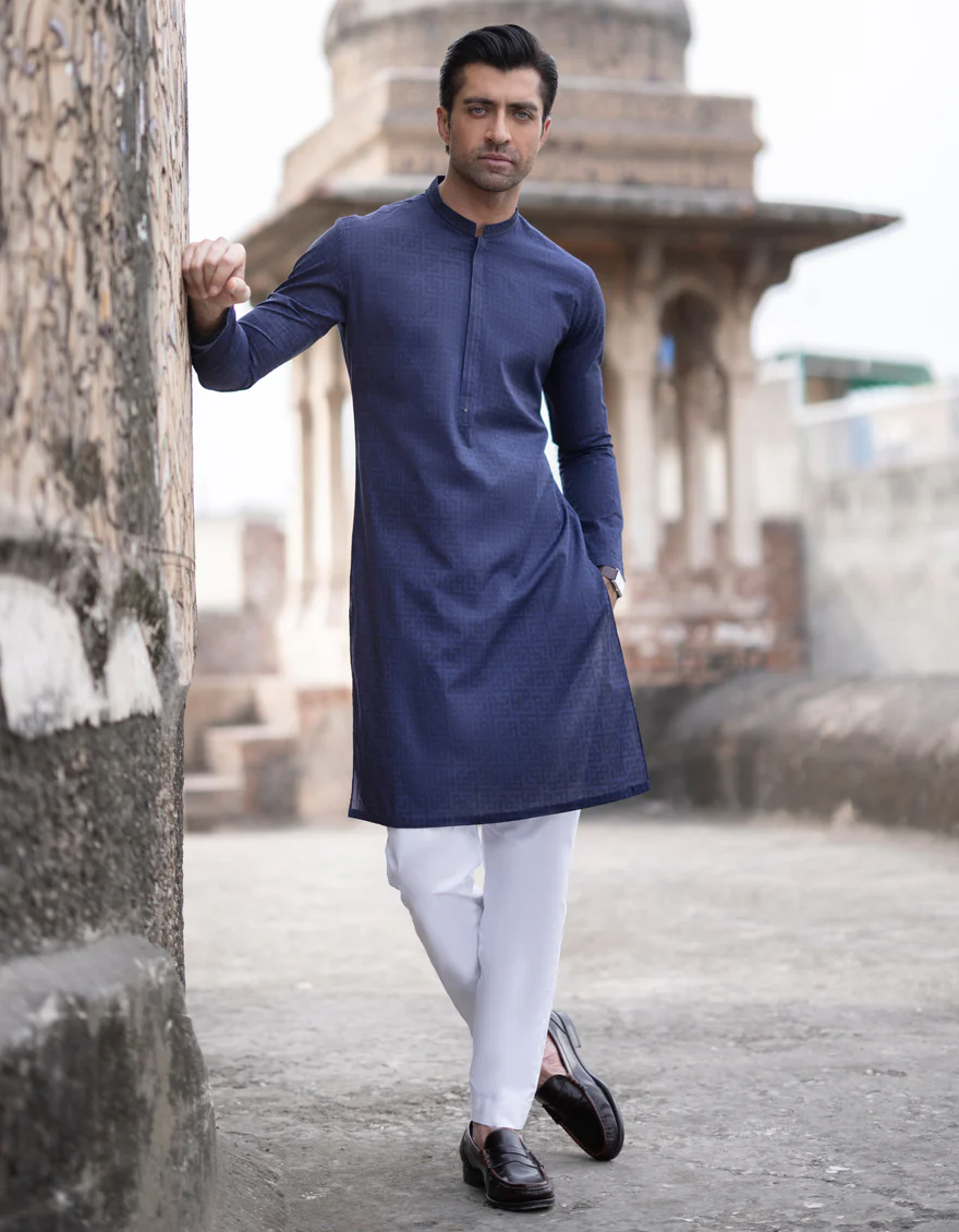NAVY BLUE COTTON KURTA | JJK-S-US-34384/S23/JJ8771-SF