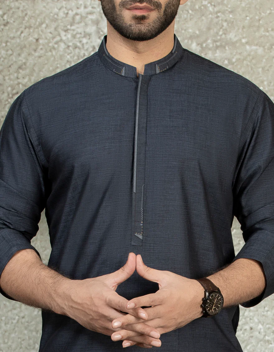 CHARCOAL GREY COTTON KURTA | JJK-S-US-37587/S22/JJ8147-CL - Image 2
