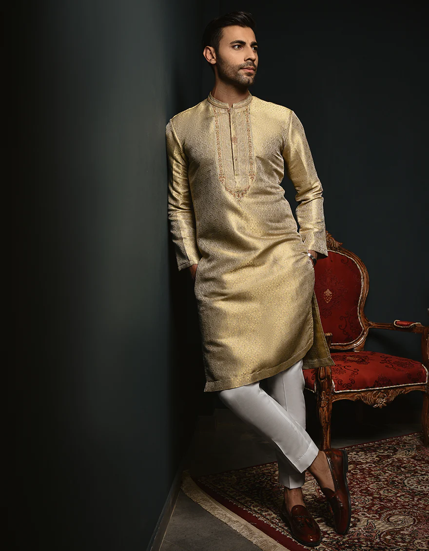 PISTA GOLD KURTA | JJK-SP-A-44294/S23/JJ1064-FL