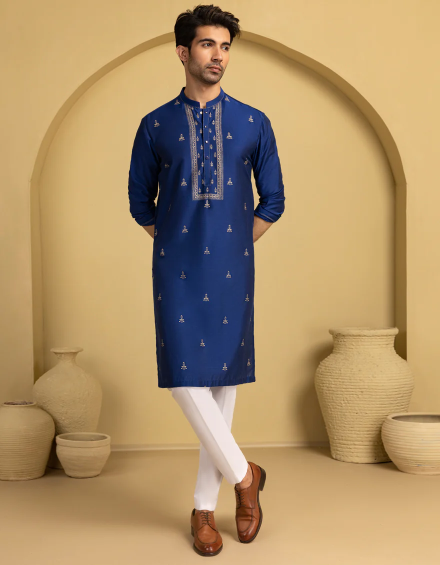 INK BLUE BLENDED SPECIAL KURTA | JJK-SP-A-50089/S25/J