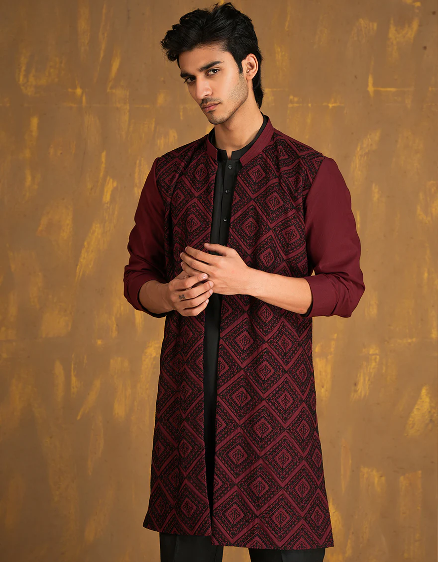 RED COTTON KURTA | JJK-SP-INR-A-45509/S24/JJ1001-FL - Image 2