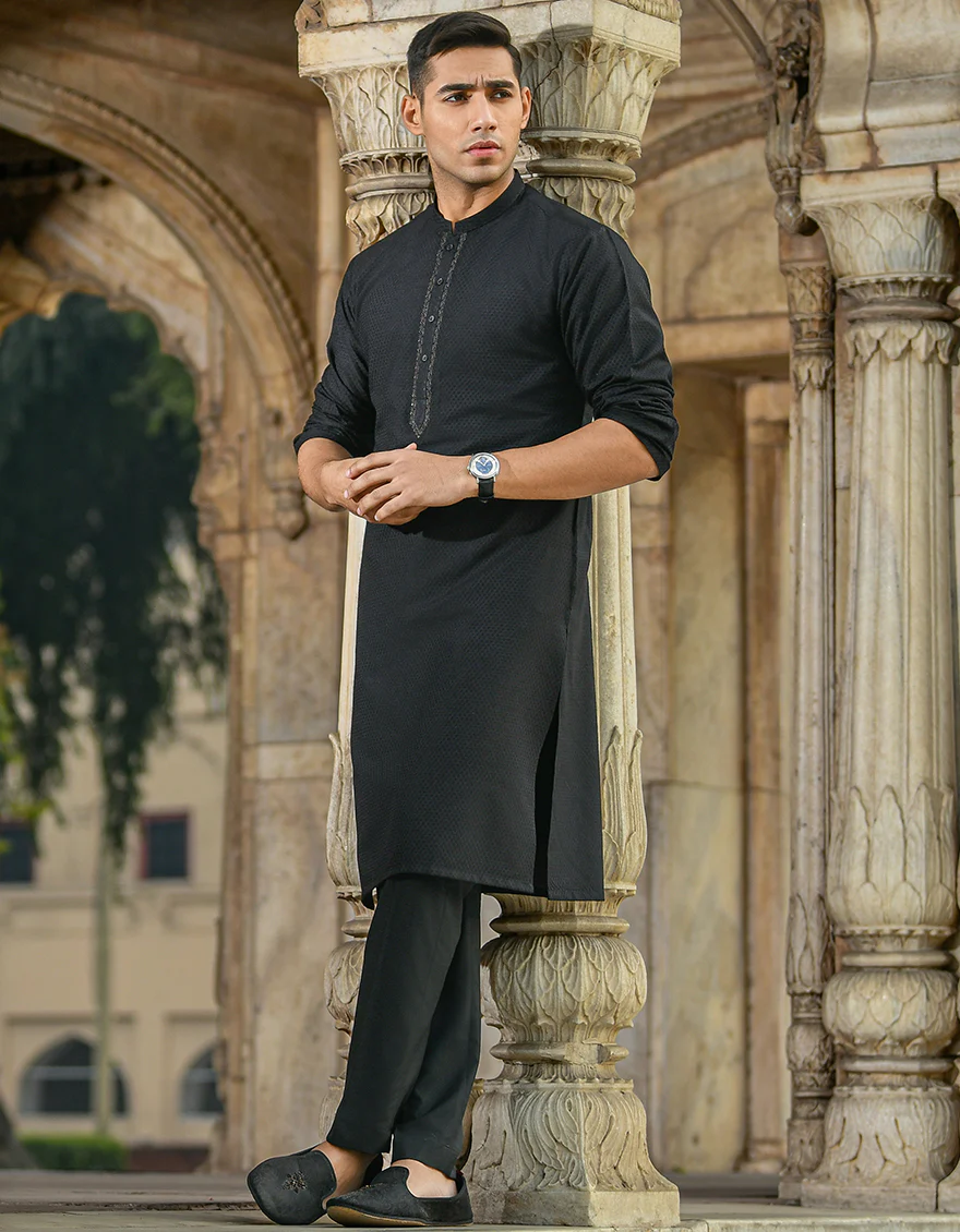 BLACK BLENDED KURTA | JJK-SP-US-43037/S21/JJ8141-FL