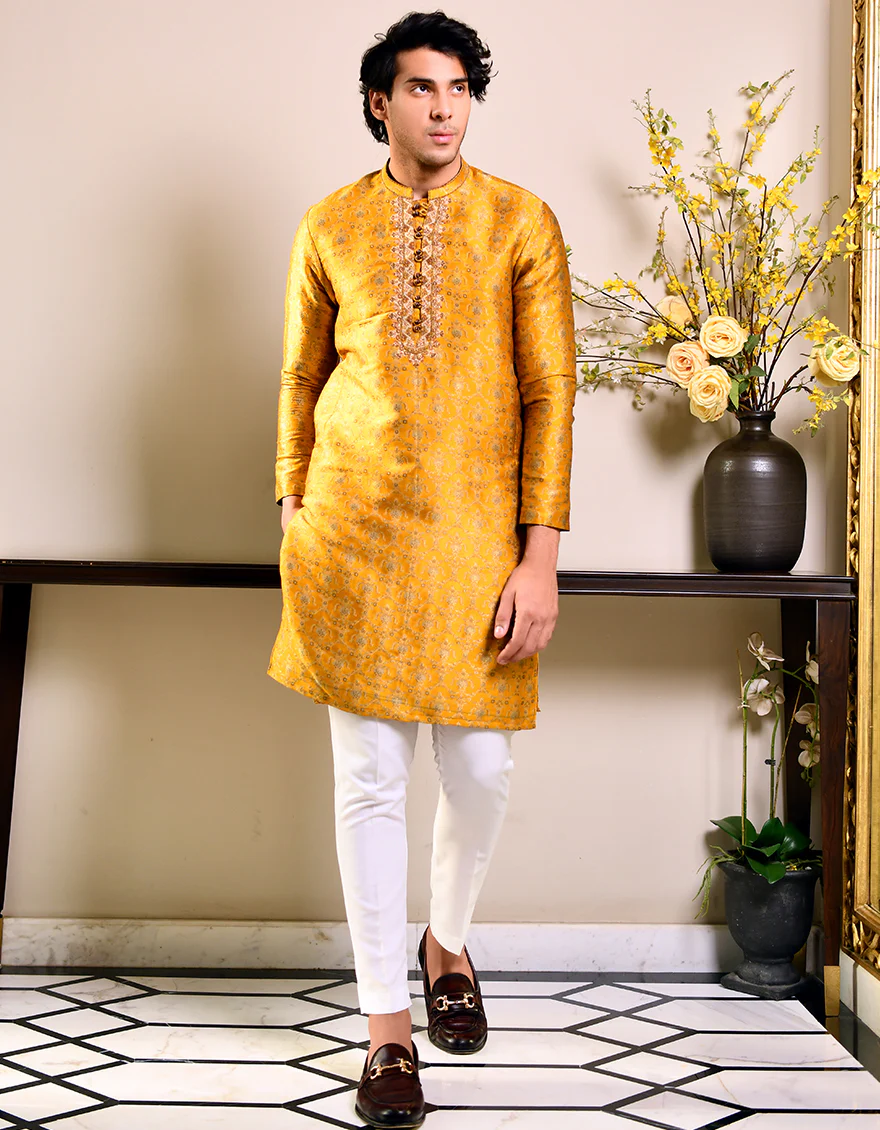 YELLOW KURTA | JJK-SP-US-44196/A23/JJ8478-FL