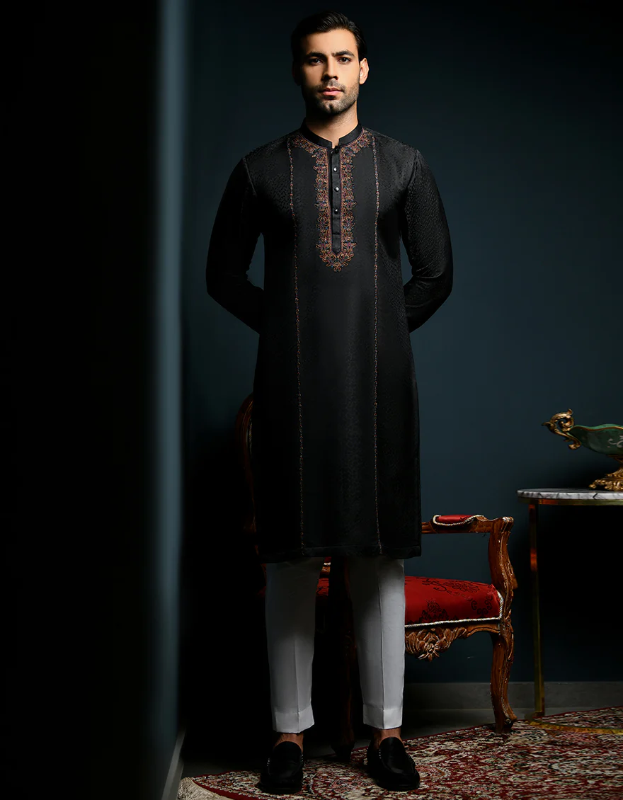 BLACK BLENDED KURTA | JJK-SP-US-45247/S23/JJ1102-FL