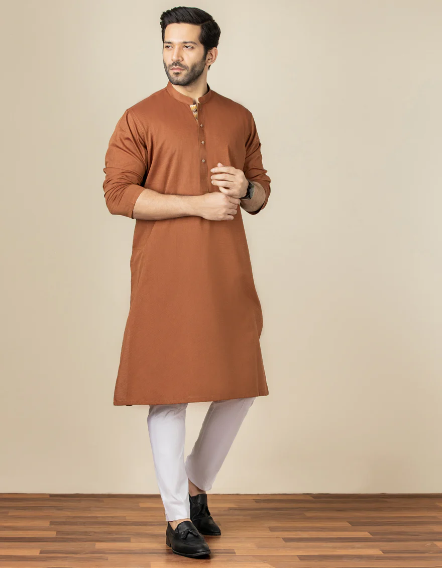 RUST BROWN BLENDED KURTA | JJK-US-40316/A22/JJ6688-PN