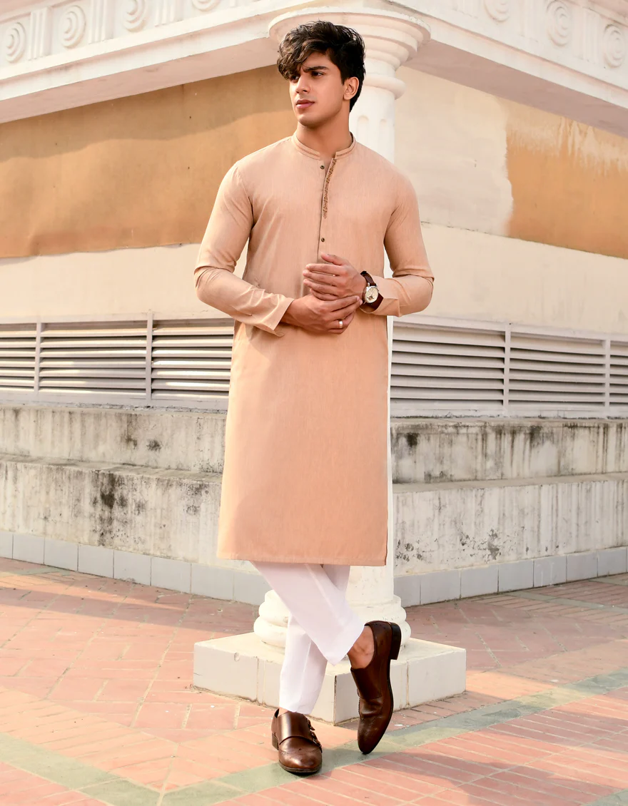 PEACH BLENDED KURTA | JJK-US-44227/A23/JJ8816-SF