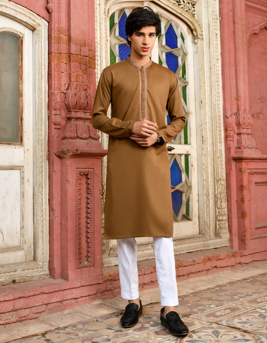 BROWN BLENDED KURTA | JJK-US-44243/A23/JJ8789-SF