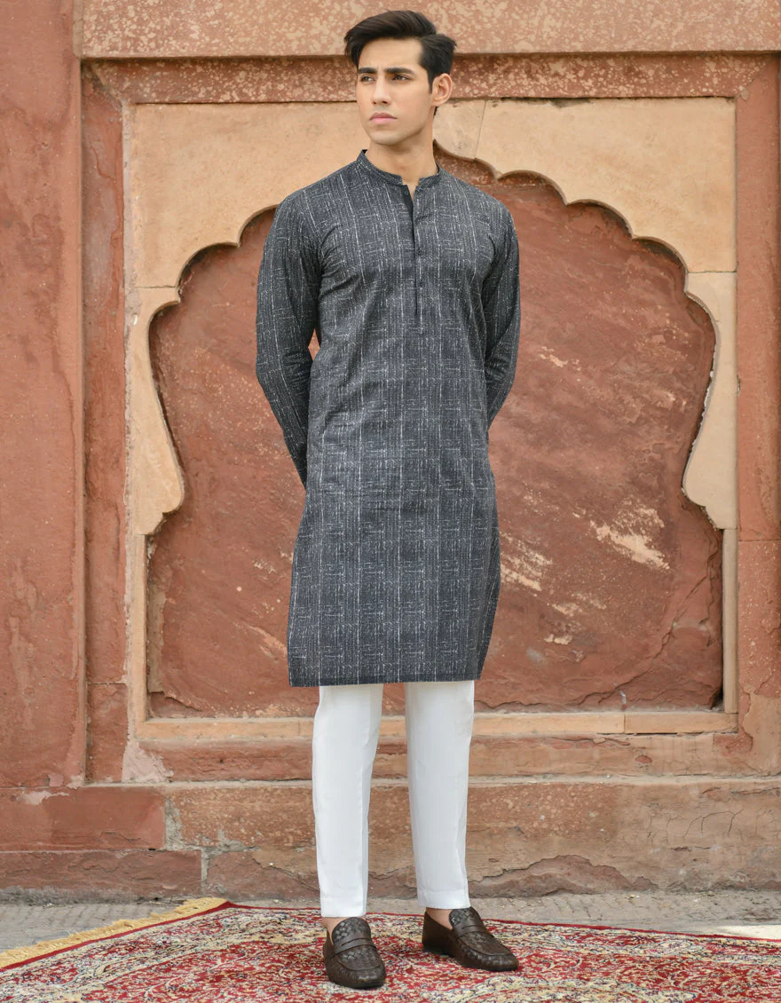BLACK COTTON KURTA | JJK-US-45013/A22/JJ7546-CL